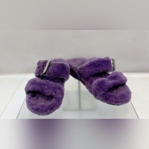UGG Fuzzy  Purple Sheepskin Slipper Slide Sandals EUC